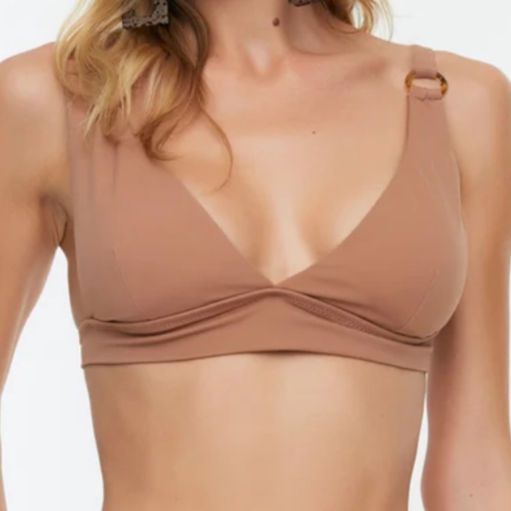 NWT TOBI SWIM Pico Bikini Top - Brown Sugar Sz L Women